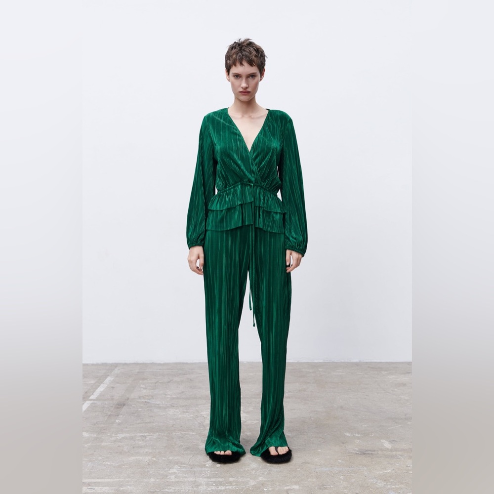 Zara Green Pleated Set